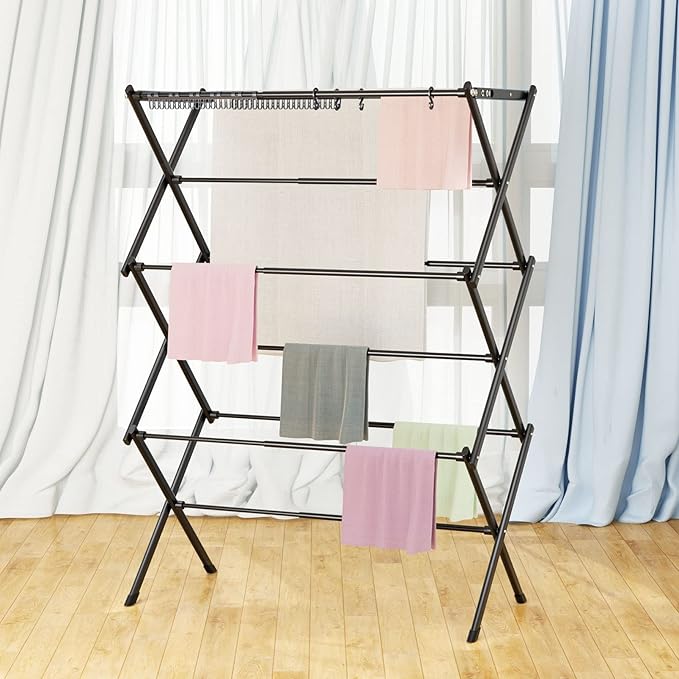 Clothes Drying Rack Household Indoor, Foldable Drying Rack Clothing for Laundry - 40" x 28.8" x 14.2", Space Saving Indoor&Outdoor, Black-1pack