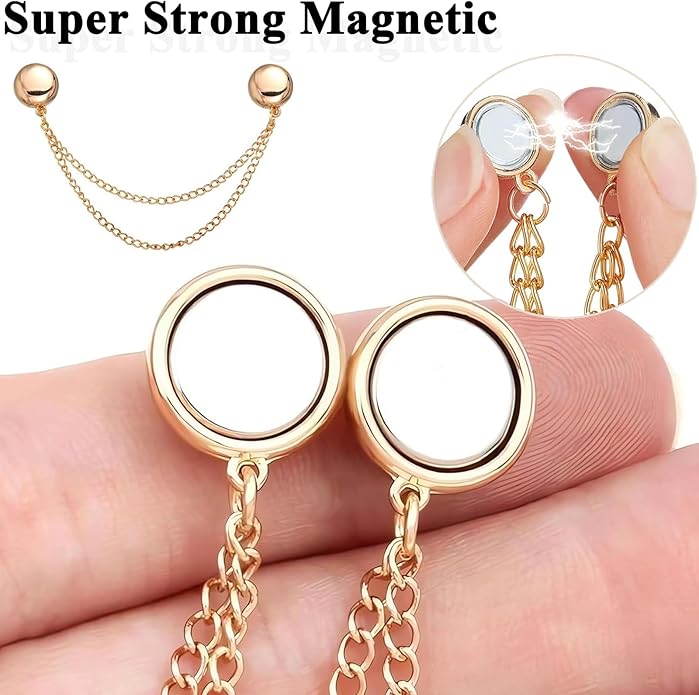 Magnetic Clothing Clips: 12 Pcs Multi-Function Magnetic Shirt Clips with Chain for Women Clothes Sleeves Pants Hijabs Hats Scarfs