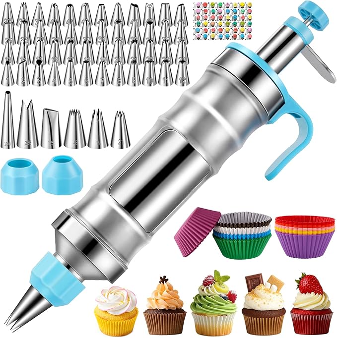 Cake Decorating Tools Supplies Kit: 164pcs Baking Accessories, Dessert Piping Syringe and Icing Tips Set - Puffs Cupcake Frosting Piping Bakery Set for Adults Beginners or Professional, Pink