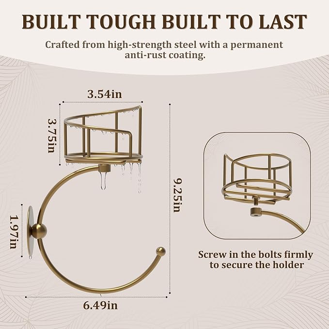 Hand Towel Holder for Bathroom with Vintage Wall Mounted Candle Holder, Rustproof Anti-Corrosion Alloy Unique Gold Towel Hook, Sturdy Coat Hanger for Vintage Kitchen Bathroom Decor and Accessories