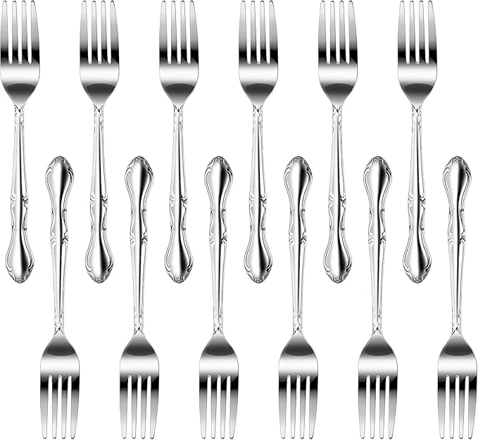 New Star Foodservice Rose Pattern Stainless Steel Oyster Fork, 5.8-Inch, Set of 12, Commercial Grade