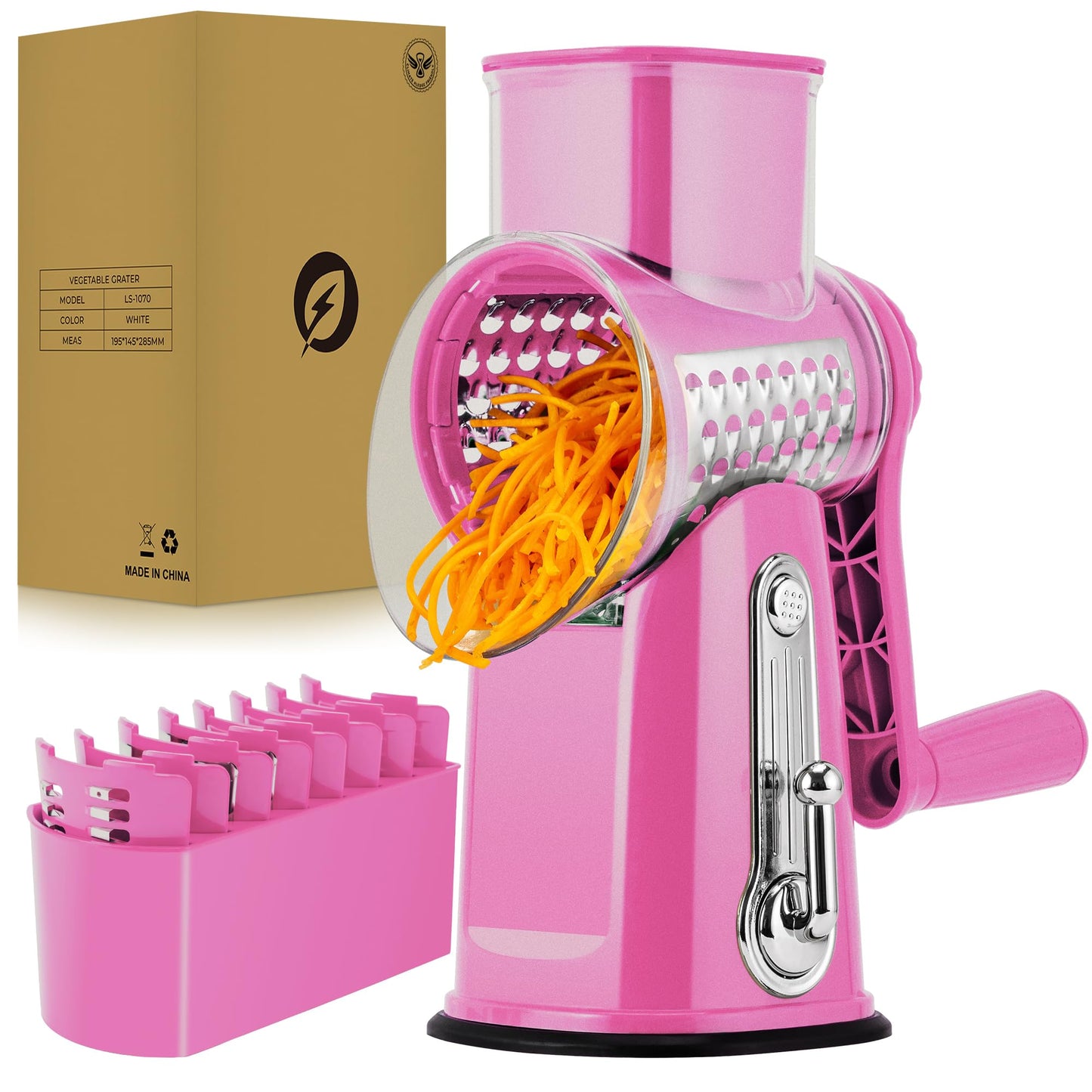 SUSTEAS Rotary Cheese Grater 5 Blades,Kitchen Mandoline Vegetable Slicer