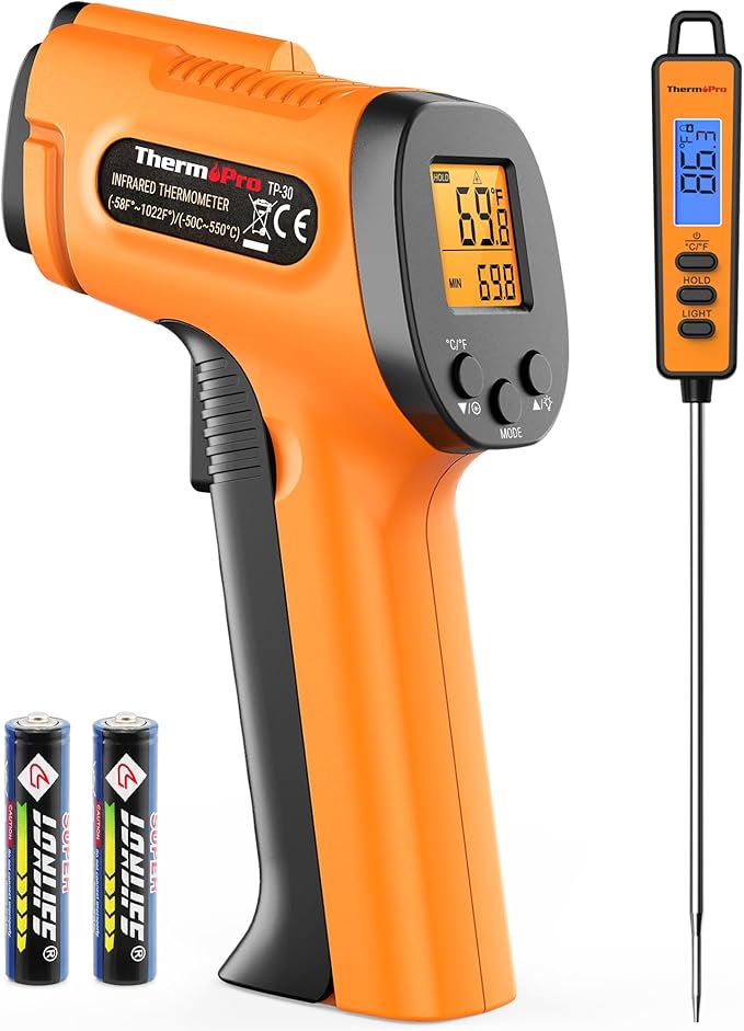TempPro TempScan Infrared Thermometer Gun with Super Long Meat Probe