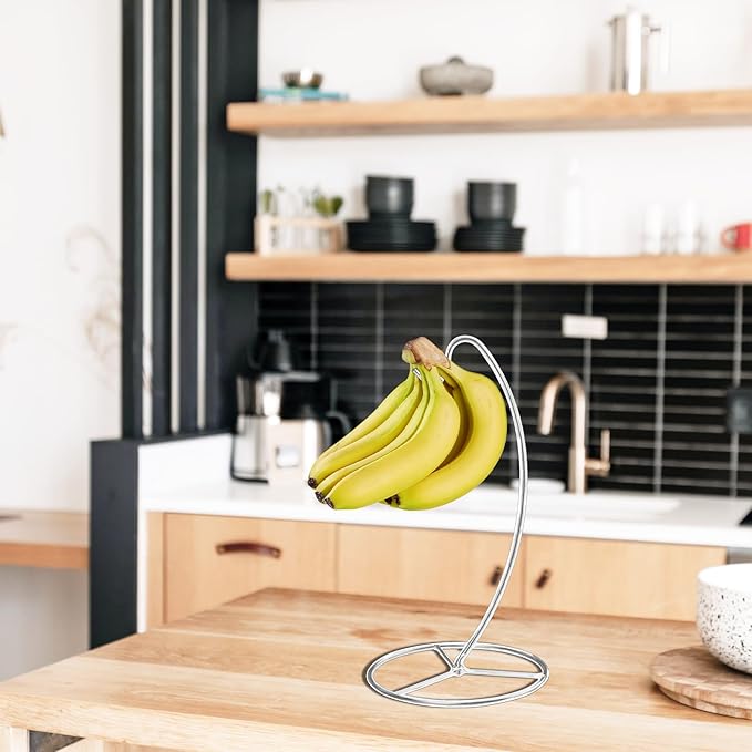 Banana Holder Stand, Banana Hanger Stand Black, Metal Bananas Tree Hanger to Keep Bananas Fresh Silver