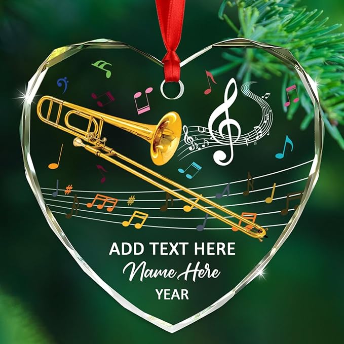 Personalized Drum Musical Instrument Glass Ornament, Customized Year Text Name Christmas Ornaments Gift for Drummer Husband Wife Dad Mom Kids, Unique Drum Set Glass Christmas Ornament for Birthday
