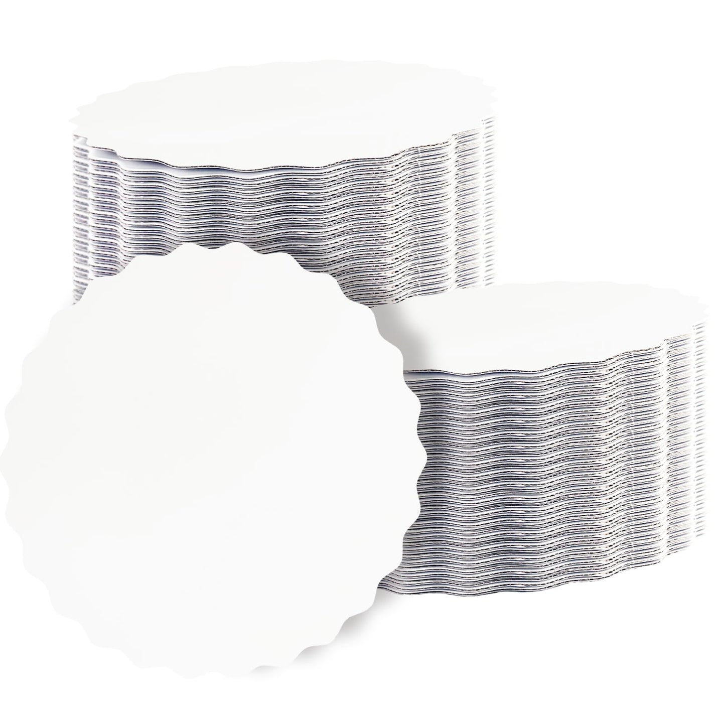 qiqee 8 Inch White Wave Cake Boards Round 15-Packs Circles Rounds Base Food-Grade Cardboard Wave Cake Plate（Thinner But Stronger）