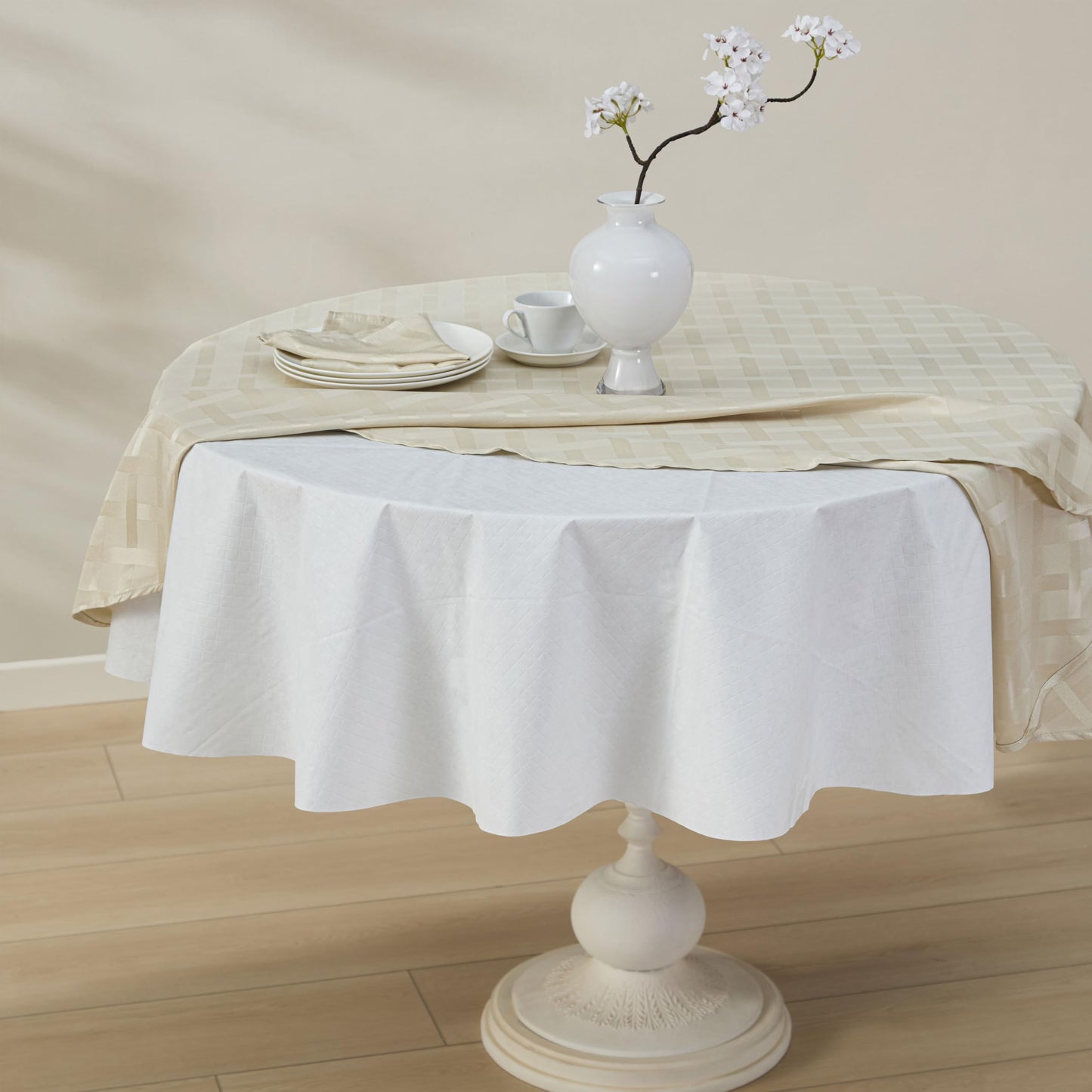 Newbridge Quilted Waterproof Cut to Fit Table Pad Protector with Flannel Backing, Heat Resistant, Wipe Clean, Cushioned Pad Protects Table from Spills and Scratches, 52" x 120"