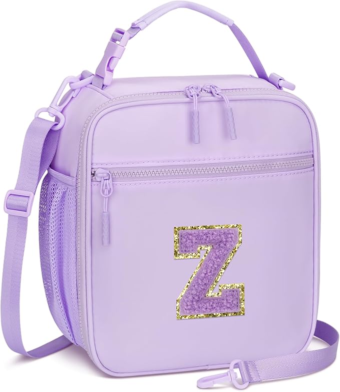 CLOUDWINGS Lunch Box Kids Large Initial Insulated Lunch Bag for Girls