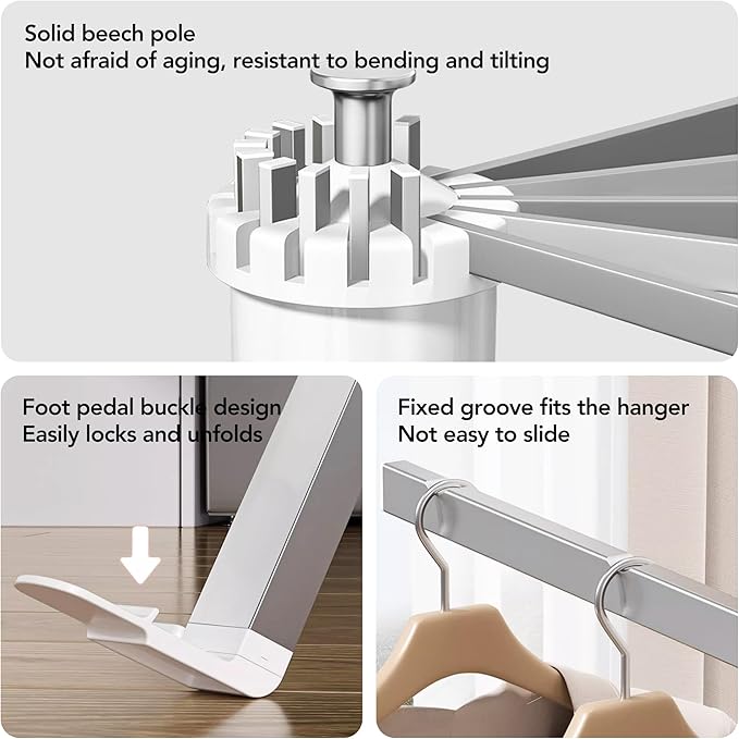 Clothes Drying Rack,Drying Rack Clothing,Laundry Drying Rack,Floor Standing,16 Aluminium Poles,Collapsible,Retractable,Foldable,Folding Laundry Rack