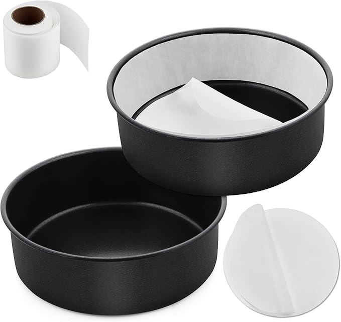 E-far 9.5 Inch Cake Pan, 2PCS Nonstick Small Cake Pans with Parchment Paper