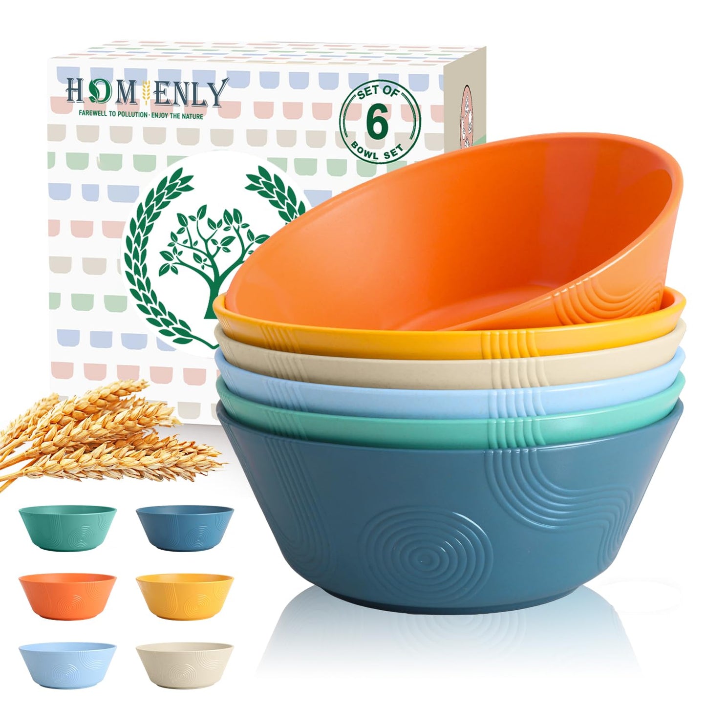 Homienly Wheat Straw Dipping Bowls Set of 6, 4.5oz Small Dessert Bowls, Unbreakable Dip Bowls & Sauce Bowls, Small Bowls for Dips, Mini Prep Small Bowl for Soy Sauce & Sides, 6 Color