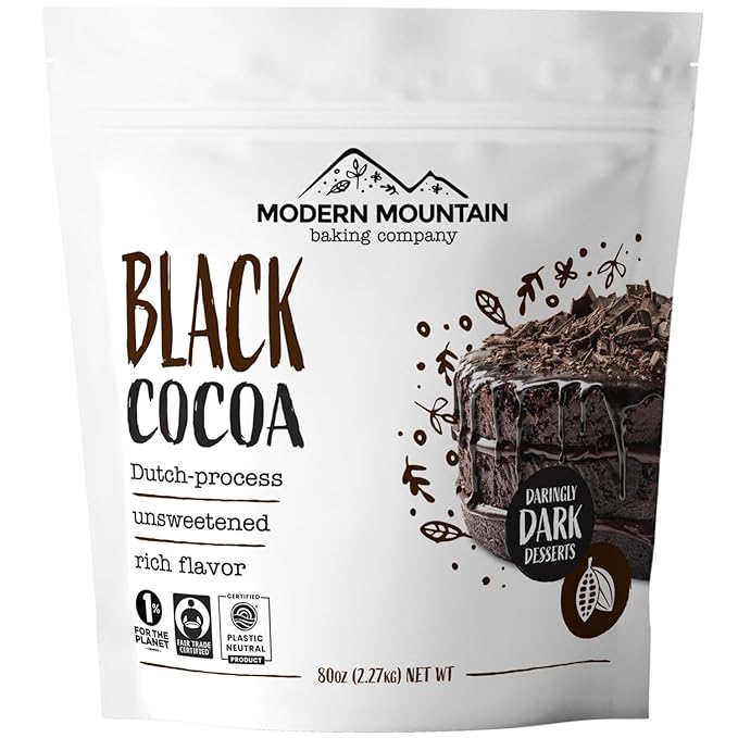 Black Cocoa Powder (8 oz) Bake the Darkest Chocolate Baked Goods, Achieve Rich Chocolate Flavor, Natural Substitute for Black Food Coloring, Dutch-Processed Cocoa Powder, Unsweetened, Extra Dark, Fair Trade Certified