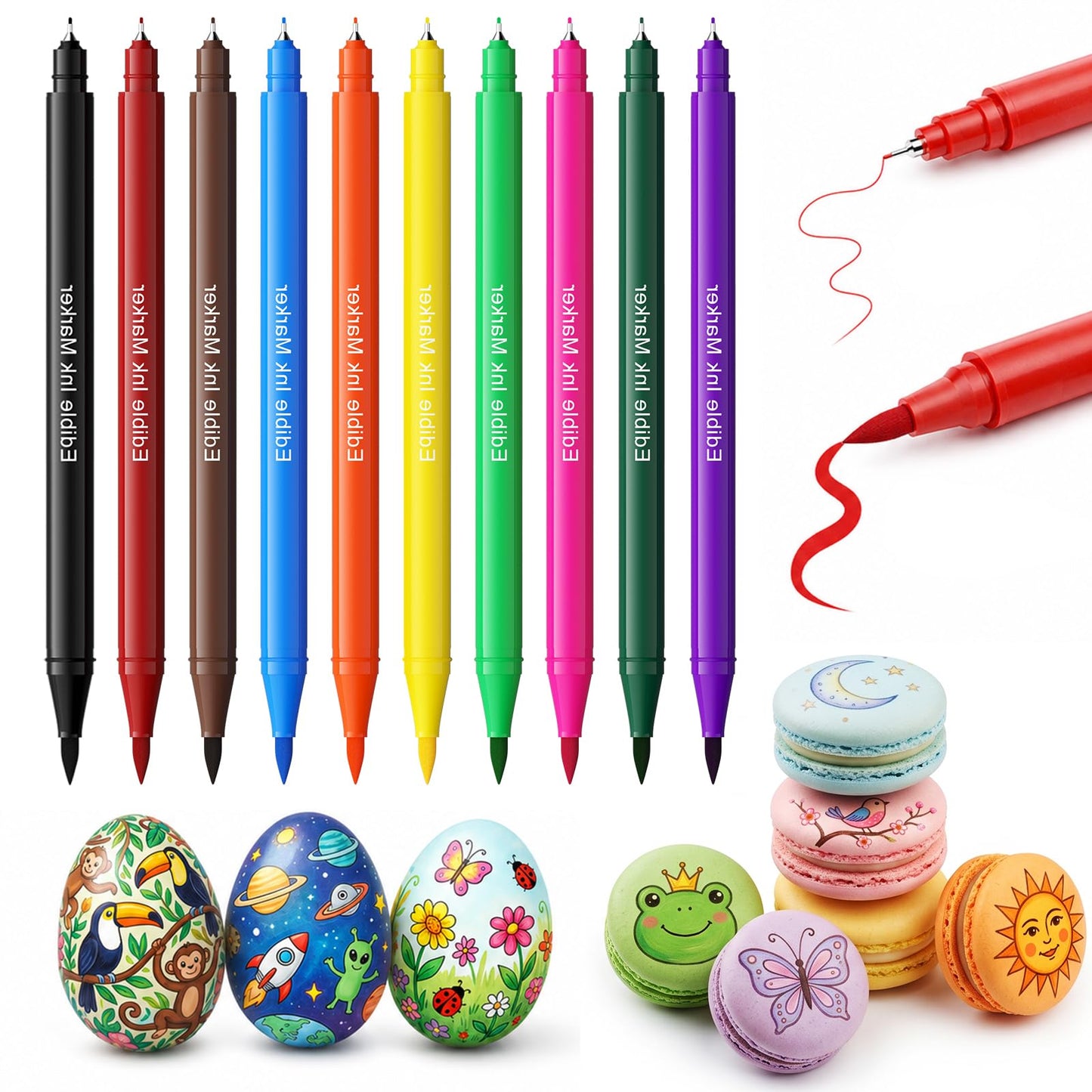 Jewem Edible Markers Food Coloring Pens 14Pcs Double Sided 0.5mm Tip