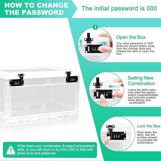 Large Medicine Lock Box with Dual 3-Digit Combination Locks, 24L Lockable Storage Box for Medication, Snacks, Phone, and Electronics - BPA-Free Organizer Bin for Home, Office, Fridge, and Safety