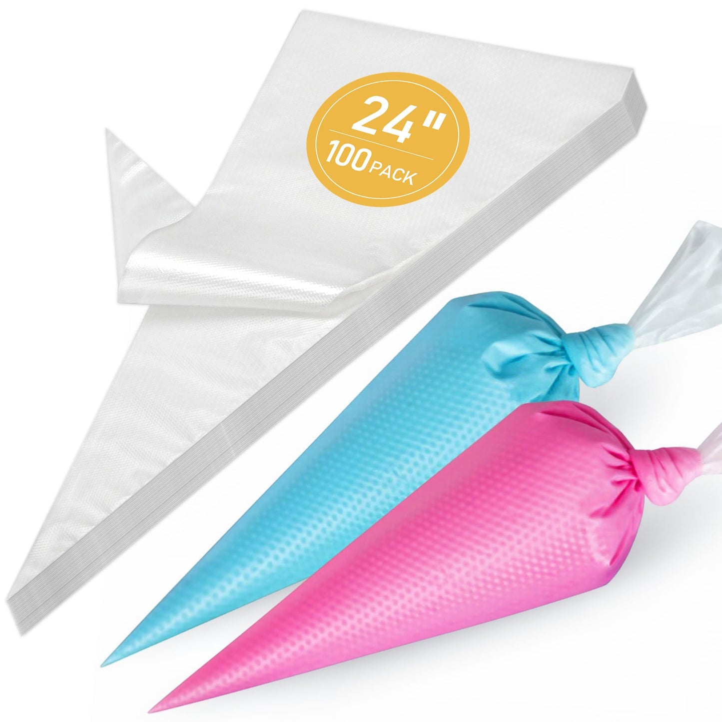 LotFancy 24 Inch Extra Large Piping Bags Disposable, 100pcs Icing Bags