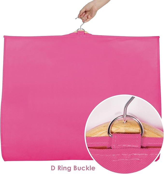 Univivi 40 Inch Clear Garment Bags for Dance Costumes, Kids Dance Costume Garment Bag for Hanging Clothes with 3 Medium Clear Zipper Pockets for Dance Costumes, Closet Storage(Rose Red)