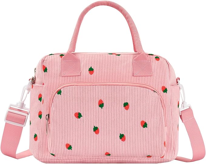 Lunch Bag Women Lunch Box for Women Adult Cute Insulated Lunch Bag Lager Cooler Lunch Tote Bags for Work Picnic (Pink-Strawberry)