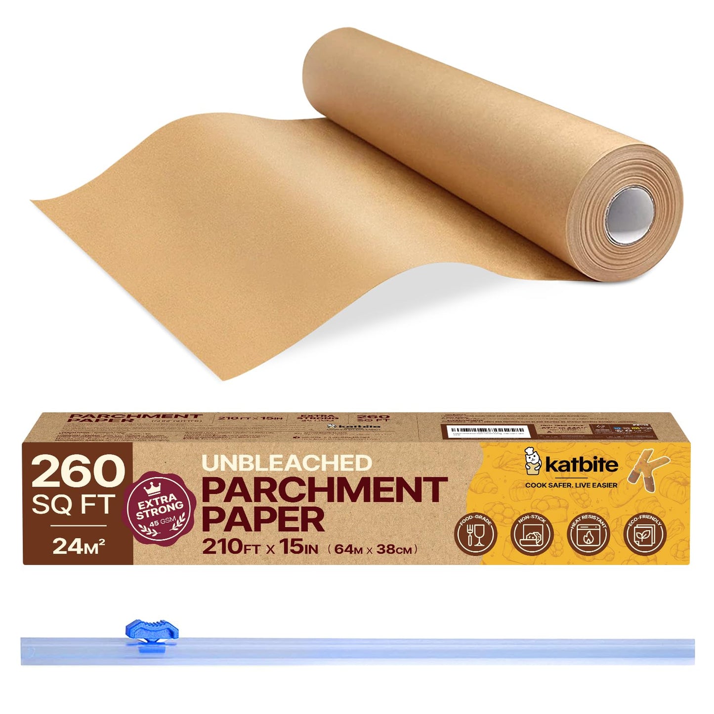 Katbite Heavy Duty Parchment Paper Roll, 15 in x 115 ft, 145 Sq Ft, White