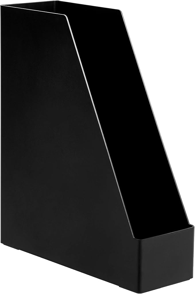 Amazon Basics Plastic Desk Organizer Vertical Magazine Rack and File Holder, Black, 12-Pack