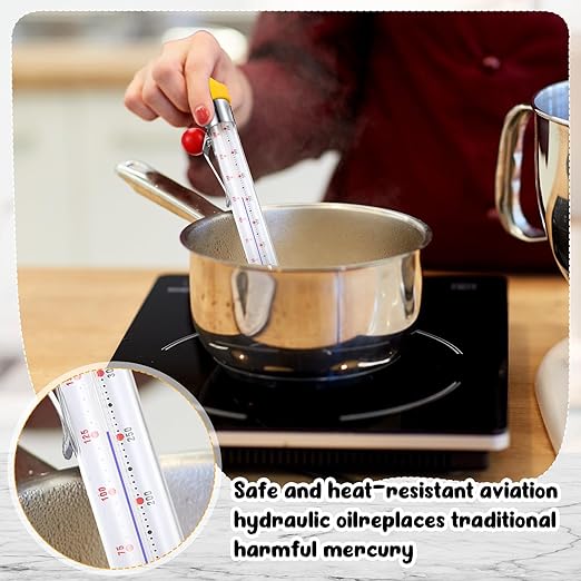 Photect 1 Pcs Candy Thermometer with Pot Clip 8", Yellow