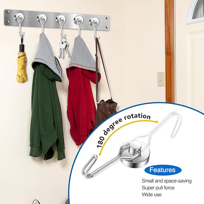 LOVIMAG Hooks, 40lbs+ Magnetic Magnet Hook 2026 Cruise Cabin Ship Essentials Heavy Duty Strong Refrigerator Fridge Hanging for Classroom Beach Vacation Kitchen Grills Home Mug Hanger (20 Pack), Silver