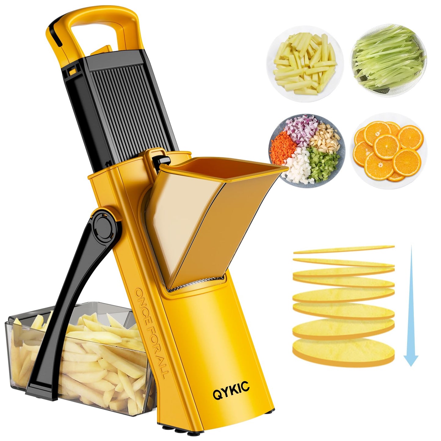 QYKIC Safe Mandoline Slicer for Kitchen, Adjustable Potato Slicer Pro