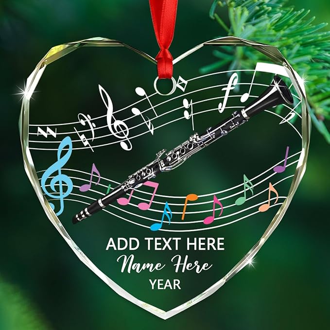 Personalized Drum Musical Instrument Glass Ornament, Customized Year Text Name Christmas Ornaments Gift for Drummer Husband Wife Dad Mom Kids, Unique Drum Set Glass Christmas Ornament for Birthday
