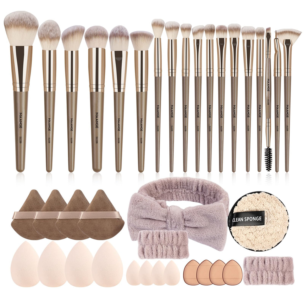 MAANGE 38 Pcs Makeup Brush Set Premium Synthetic Make Up Brushes Soft Foundation Powder Eyeliner Eye Shadow Makeup Brushes Professional Makeup Tool Set (Champagne)