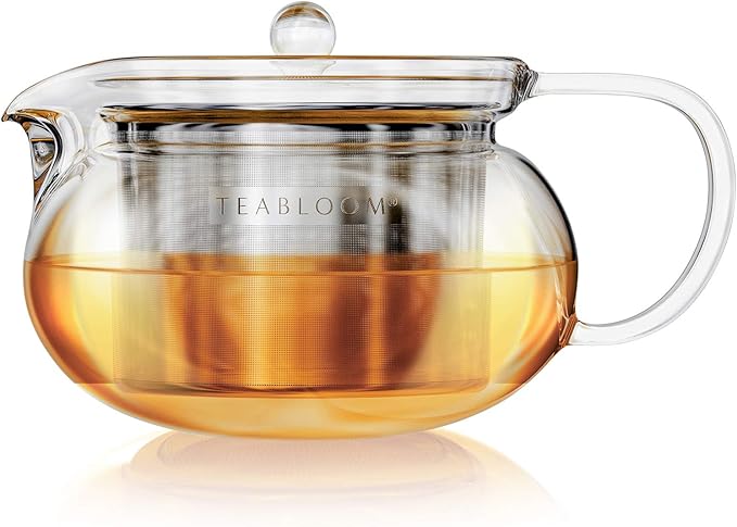 Teabloom Kyoto 2-in-1 Tea Kettle and Tea Maker – Glass Teapot with Removable Loose Tea Filter – Tea Connoisseur's Choice