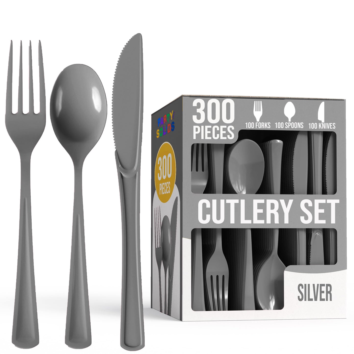 Party Solids Dark Blue Plastic Silverware 300 Pcs Dark Blue Cutlery Set