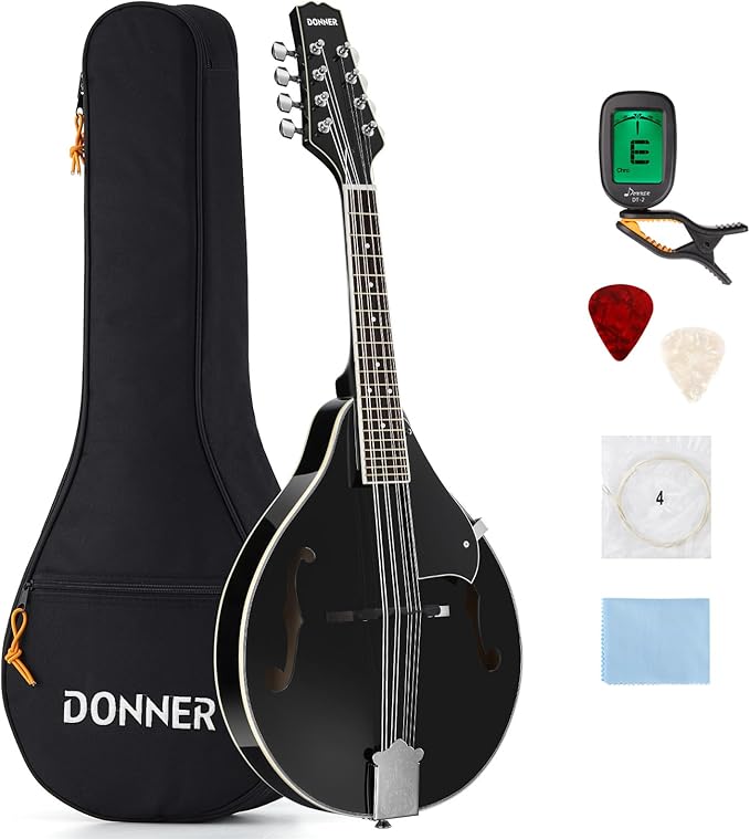 Donner Acoustic Mandolin Instrument Kits - A Style, DML-100B, Black