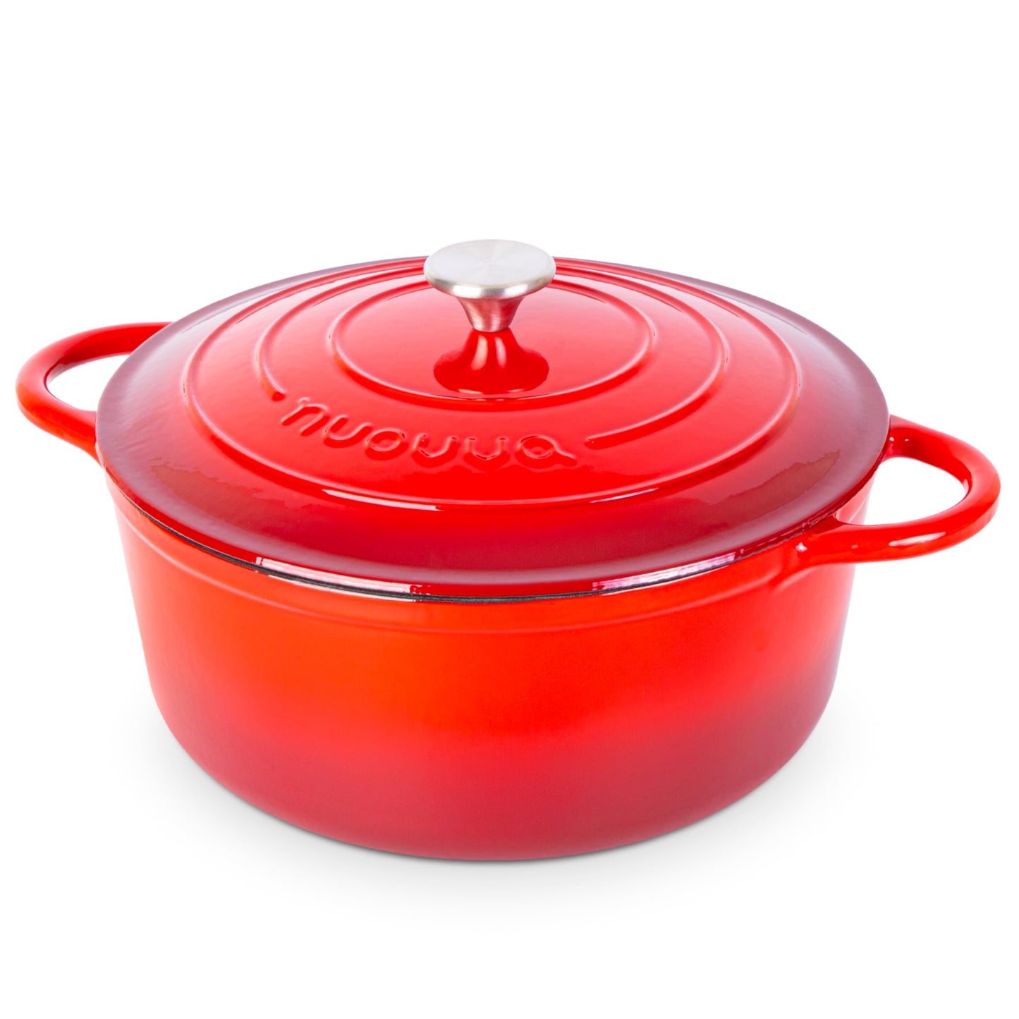 Nuovva Enamelled Cast Iron Dutch Oven Pot with Lid – 6.4 Quart Non Stick Casserole Pot – Heavy Duty & Oven Safe up to 500° F for Bread Baking, Braising, Stews, Roasting – 28cm Black