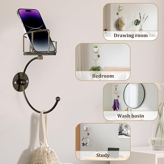 Hand Towel Holder for Bathroom with Vintage Wall Mounted Candle Holder, Rustproof Anti-Corrosion Alloy Unique Bronze Towel Hook, Sturdy Coat Hanger for Vintage Kitchen Bathroom Decor and Accessories