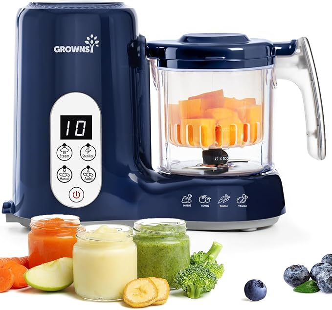 Grownsy Baby Food Maker, Steam & Blend Baby Food Processor, Dark Blue