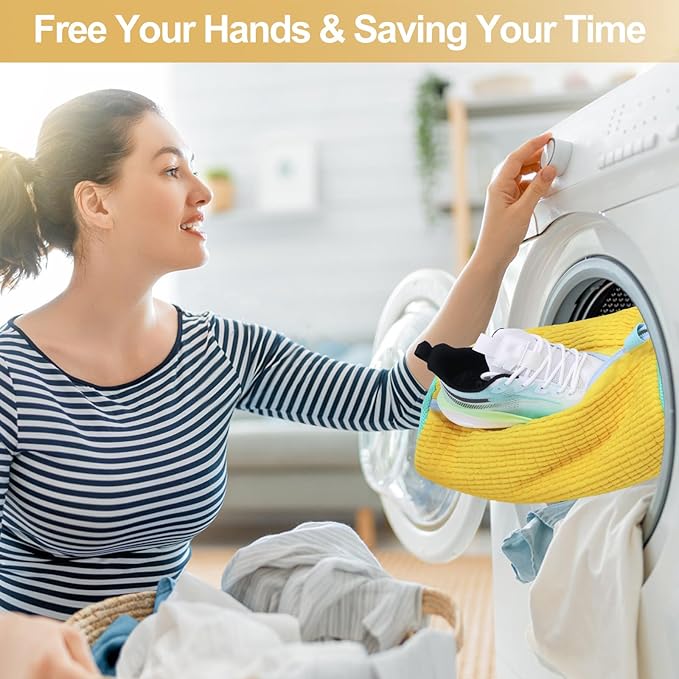 2Pcs Shoe Washing Machine Bag,Cleaning Bag for All Shoe Types,Laundry Shoe Bag for Washer and Dryer (Yellow)