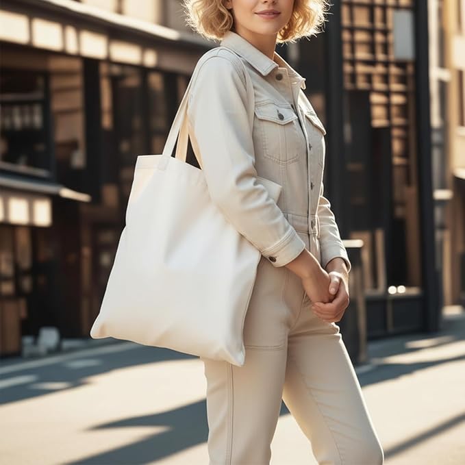 MOLOVA 1-200 Pack Available Standard 14"x15" Premium Canvas Tote Bags,Load 55lbs,Reusable bag made of 6oz of natural canvas with Handles for Gift-Giving,Work,DIY Projects,Shopping