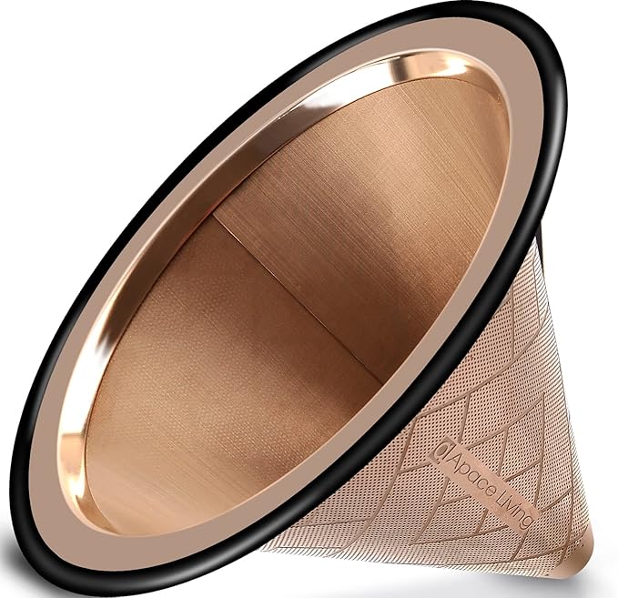 Compatible with Chemex, Hario V60 Pour Over Coffee Filter - Wide Metal Base Reusable Stainless Steel Coffee Dripper - Paperless Coffee Filter for Sustainable Brewing