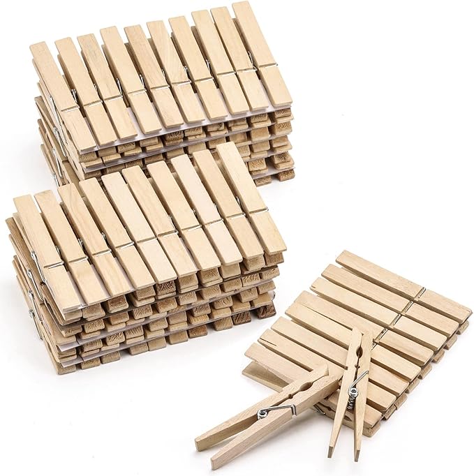 100pcs Clothes Pins Wood - 4 inch Heavy Duty Wooden Clothespins for Hanging Clothes Outdoor Clip,Crafts