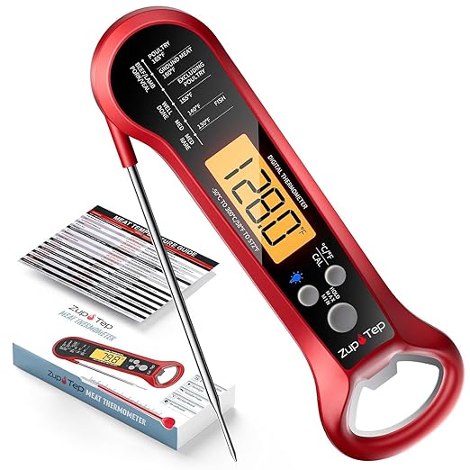 ZupTep Meat Thermometer Digital – Instant Read Food Thermometer for Cooking with Long Probe and Backlit Display, Fast Accurate Temperature for Grill, BBQ, Smoker, Candy, Kitchen Essentials