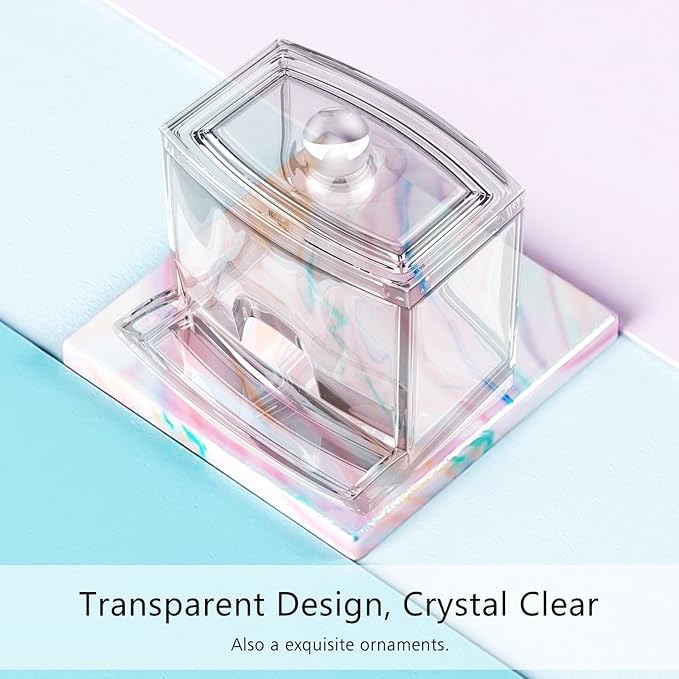 Luxspire Acrylic Q-Tip cottonswab Storage Dispenser, Clear Cotton Ball Swab Holder Cotton Bud Storage Box, Cosmetics Makeup Storage Holder Box Organizer Container with Lid, Size A (canisters)