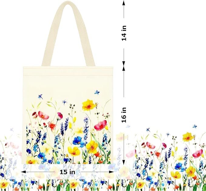 MOLOVA Reusable Canvas Cute Shoulder Bag,Made of 10 oz Canvas Tote Bag for Women,for Grocery, Shopping, Beach and Daily Use(Flower)