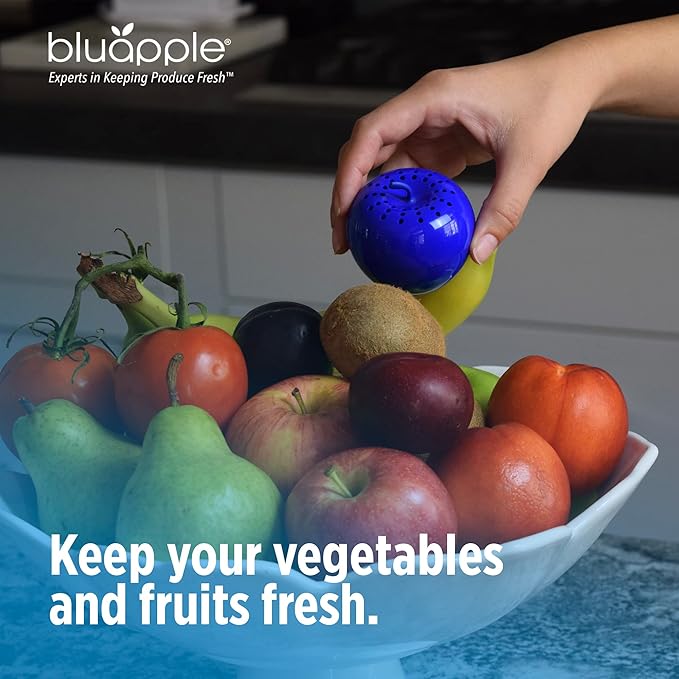 Bluapple Produce Saver Ethylene Gas Absorber - Fresh Fruit & Vegetable Storage with VeggieZips Humidity Control Storage Bag, Kitchen Must Haves, Produce Storage, Minimizes Waste, BPA Free - Value Pack
