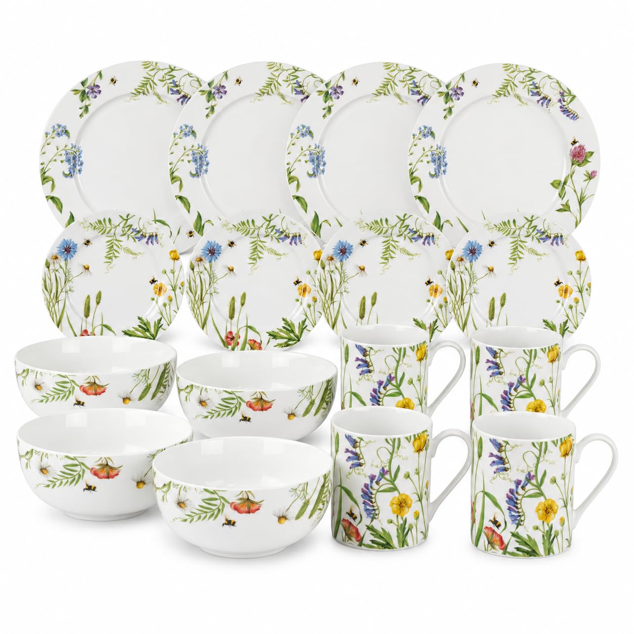 Portmeirion Home Mallorca Dinnerware Set - Blue, Set of 16