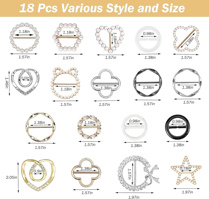 18 Pcs Shirt Ties Clips For Women, T Shirt Tie Or Rings Clips For Women For The Side, Scarf Ring Clip Tightener For Loose Clothes Corner Knotted Button Fashion Metal Round Circle Shirt Clip Buckle