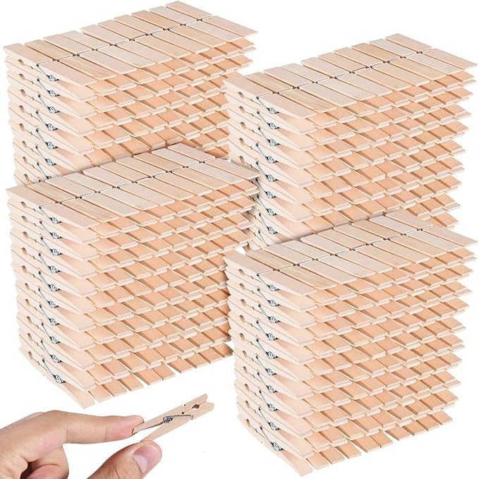 SenseYo 400 Pcs 1.9 Inch Wooden Clothespins Clips for Hanging Clothes, Craft, Home