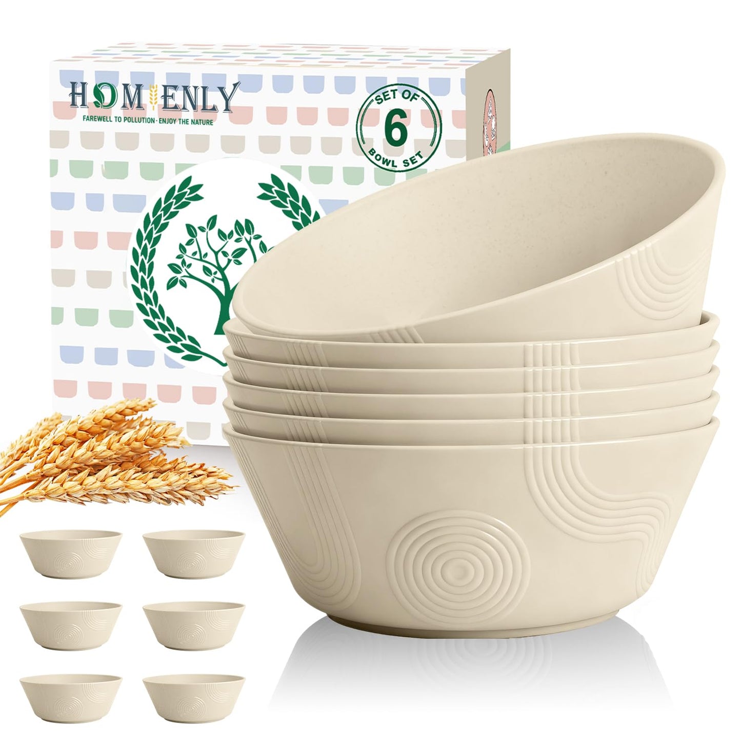 Homienly Wheat Straw Dipping Bowls Set of 6, 4.5oz Small Dessert Bowls, Unbreakable Dip Bowls & Sauce Bowls, Small Bowls for Dips, Mini Prep Small Bowl for Soy Sauce & Sides, 6 Color
