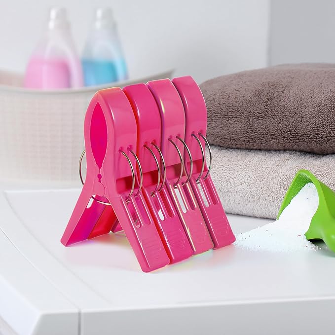 JABINCO Beach Towel Clips Chair Clips Towel Holder,Plastic Clothes Pegs Hanging Clip Clamps (Pack of 8)