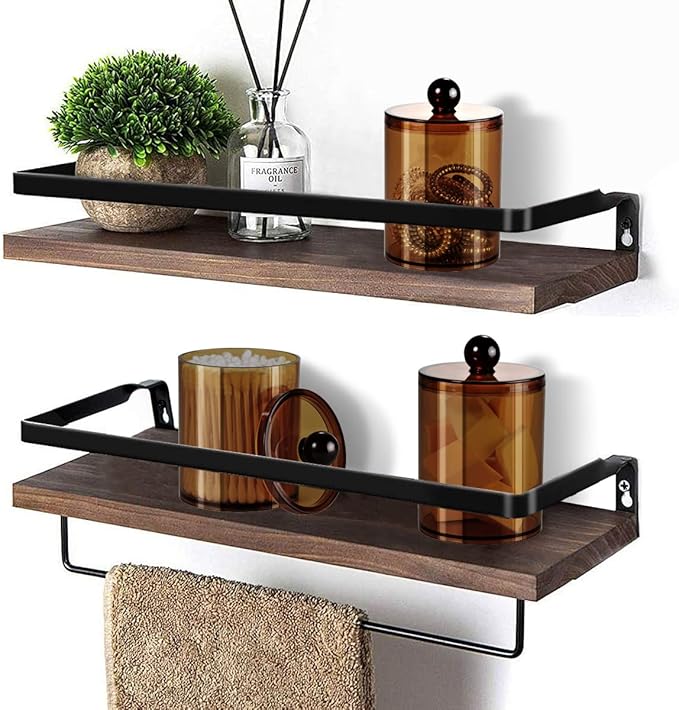 SheeChung 4-Pack Amber Acrylic Apothecary Jars - (2) 10oz & (2) 12oz Qtip Holder Set - Shatterproof Bathroom Vanity Organizer for Cotton Swabs, Balls, Pads - Modern Farmhouse Decor