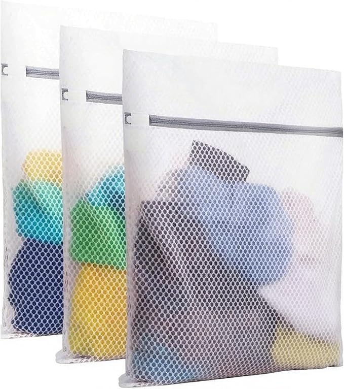 PrettyCare 3 Large (16x19inch) Mesh Laundry Bags for Delicates, Durable Honeycomb Wash Bags with Premium Zippers - Laundry Essentials Mesh Bags for Lingerie, Bras, Socks, Sweater, Travel & Organizing