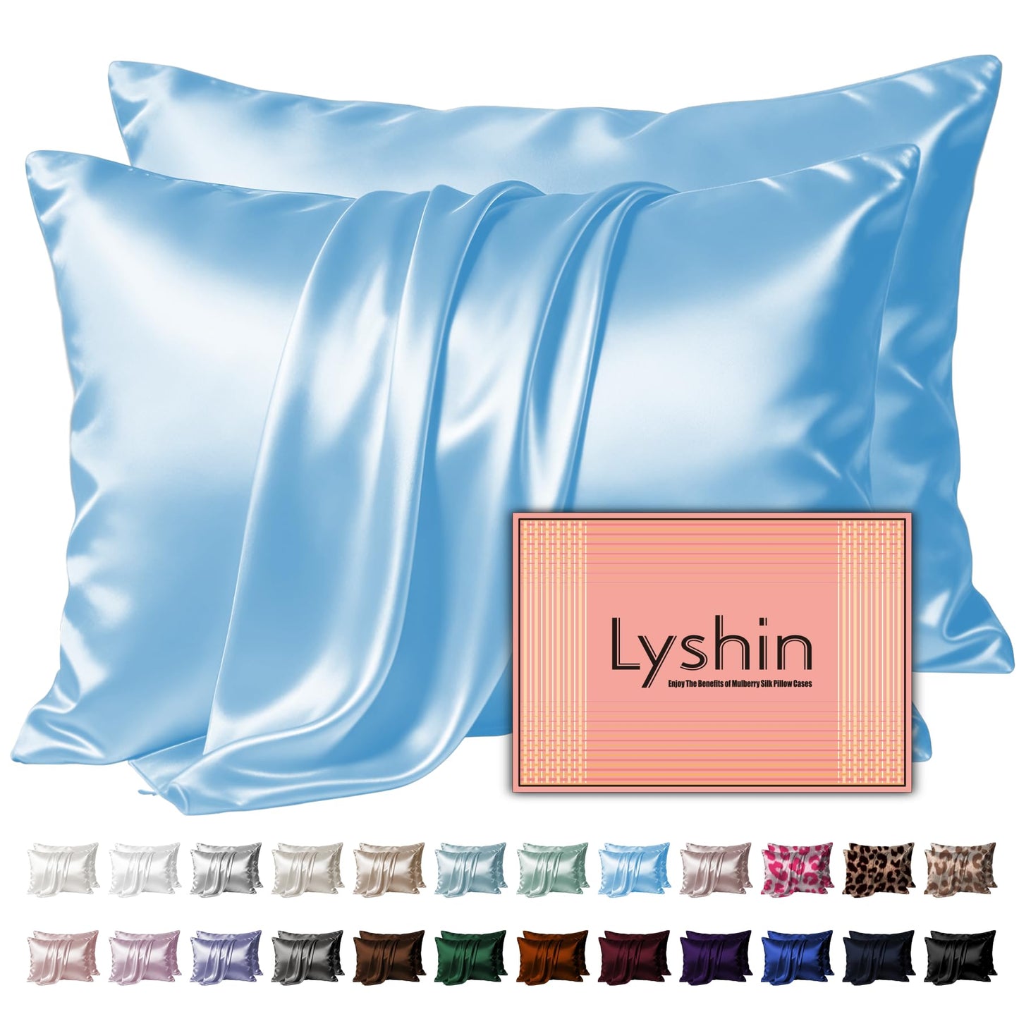 LYSHIN Silk Pillow Cases Standard Size with Hidden Zipper, Leopard